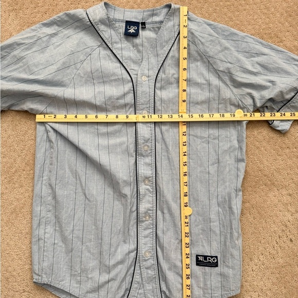 LRG Men’s Light Blue Striped Button Up Jersey- Size LARGE - Picture 7 of 7